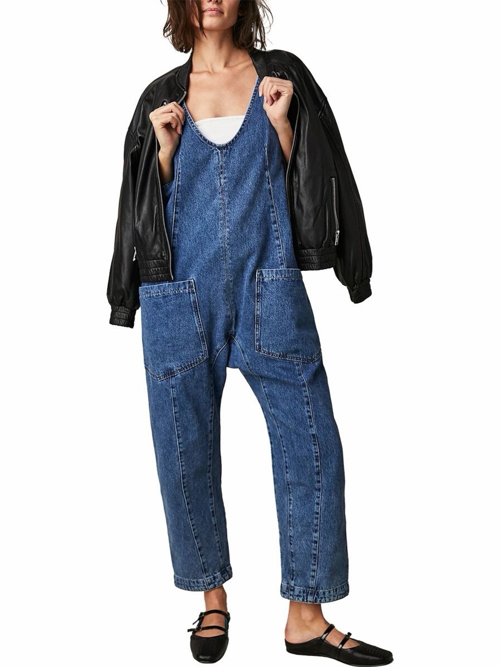 We The Free Medium Blue Denim Overall Jumpsuit